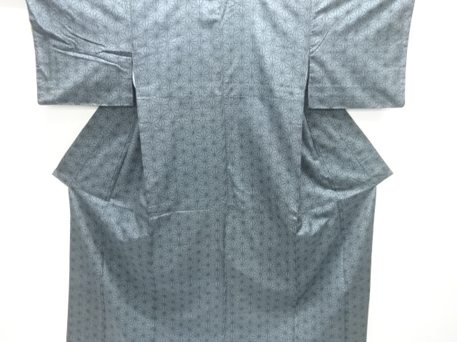 アンティーク　麻の葉模様織り出し手織り紬着物